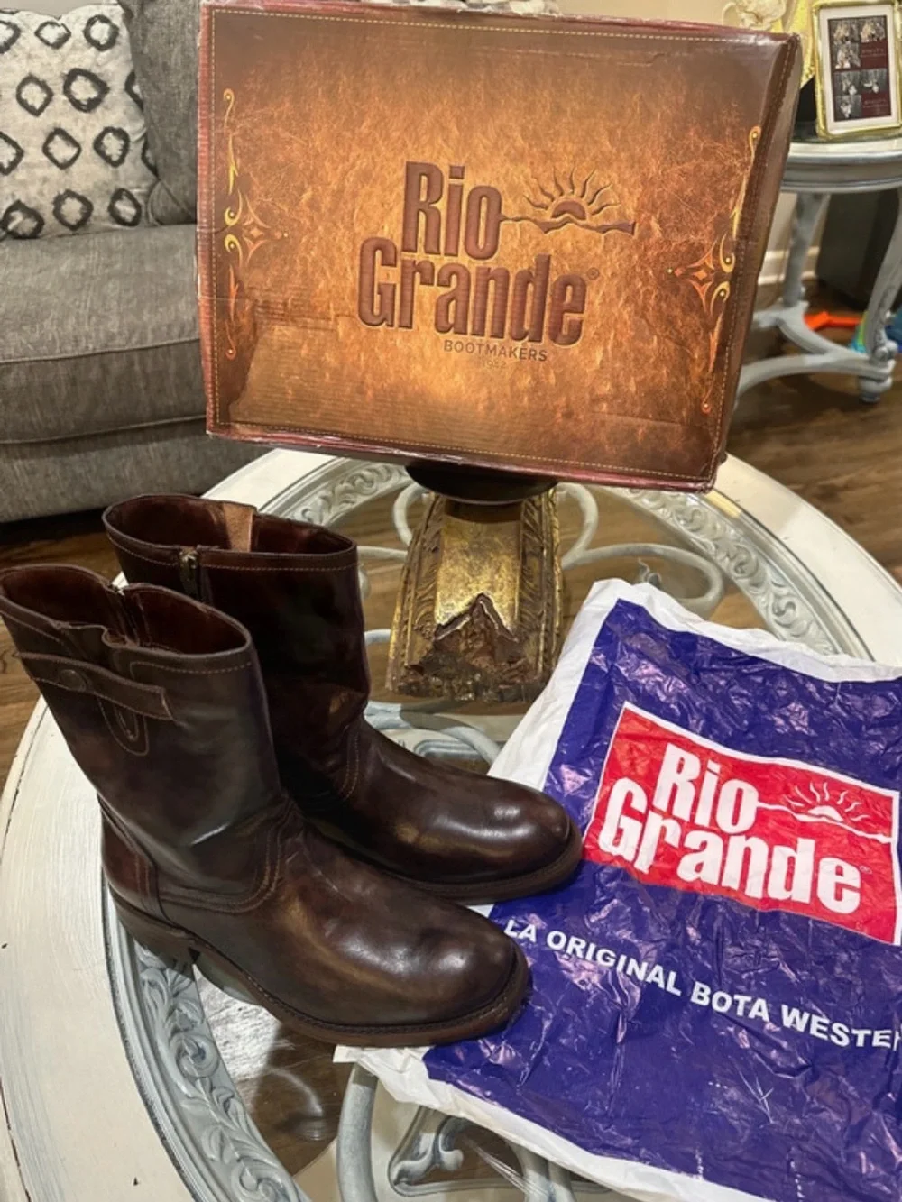 New Rio Grande Ronaldo MR-08 men's leather boots, brown, size 9– Original box
